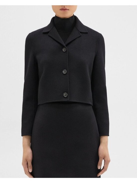 Theory Jackets & Blazers - THEORY New Divide Wool Cashmere Cropped Blazer Jacket Black Size 2